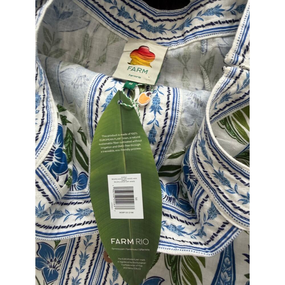 Farm Rio NEW Tropicance Off-White Mini Dress S/M - Picture 4 of 8